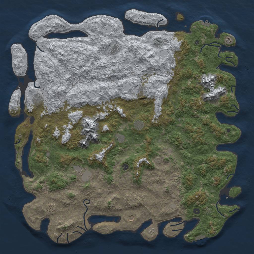Rust Map: Procedural Map, Size: 6000, Seed: 942933039, 20 Monuments