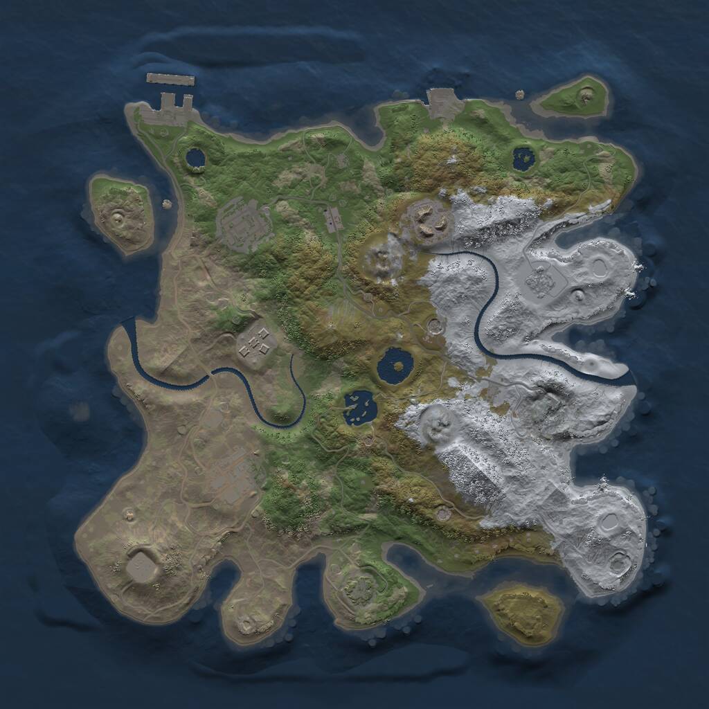 Rust Map: Procedural Map, Size: 3000, Seed: 17043, 10 Monuments