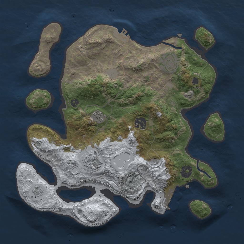 Rust Map: Procedural Map, Size: 3000, Seed: 1944540945, 13 Monuments