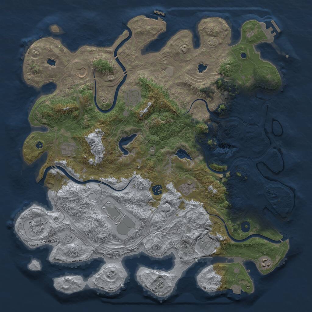 Rust Map: Procedural Map, Size: 4500, Seed: 1847036420, 16 Monuments