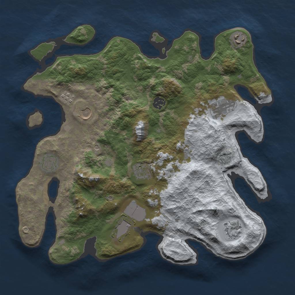 Rust Map: Barren, Size: 3700, Seed: 1445763818, 12 Monuments