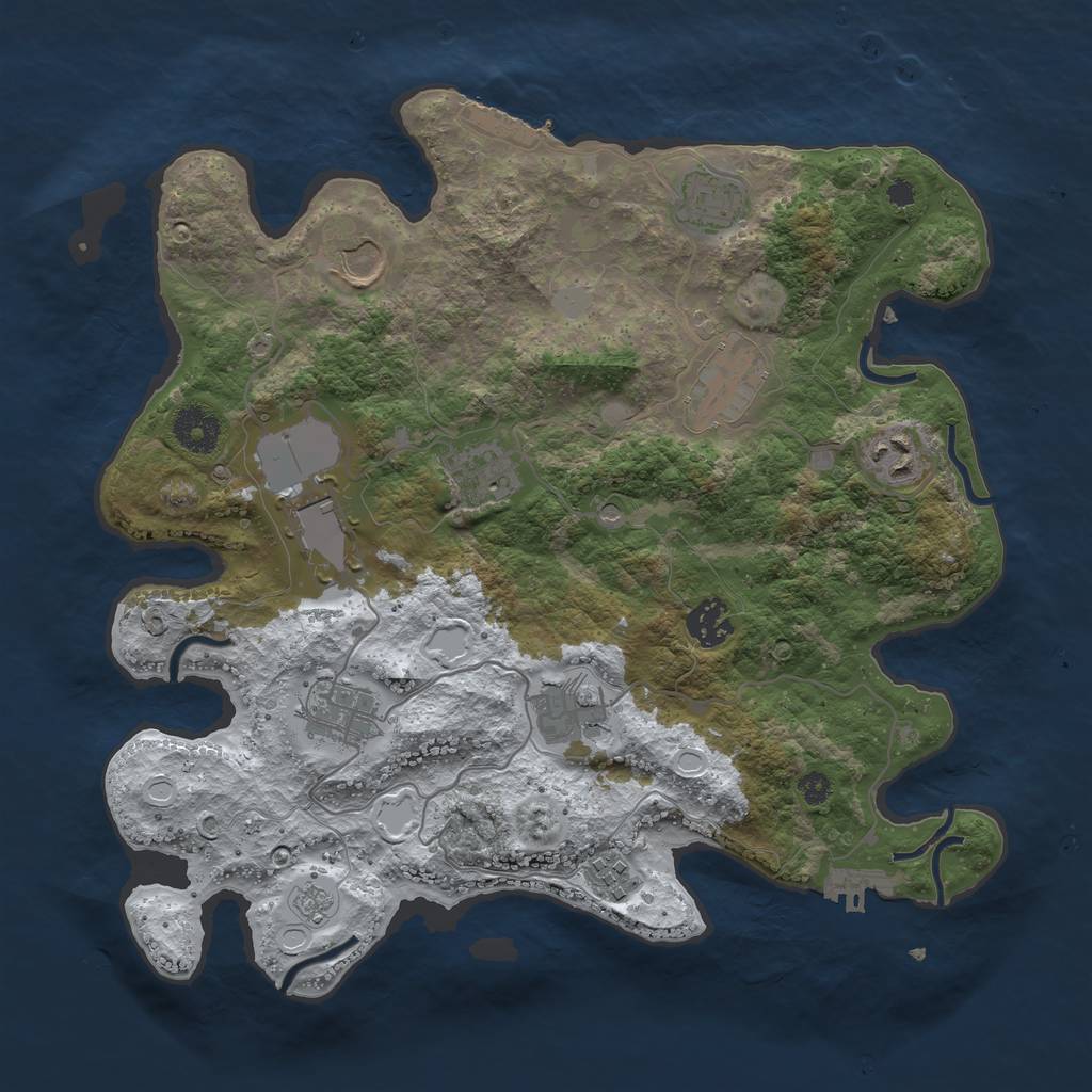 Rust Map: Procedural Map, Size: 3500, Seed: 1969965416, 19 Monuments