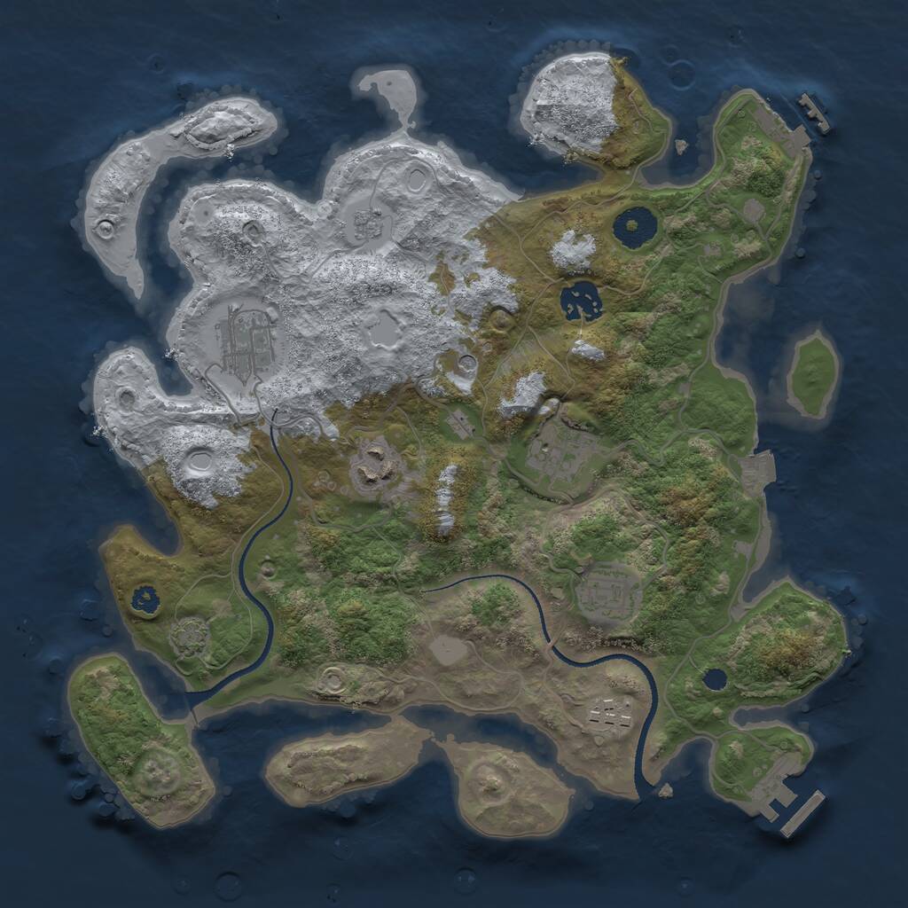Rust Map: Procedural Map, Size: 3275, Seed: 240037973, 12 Monuments