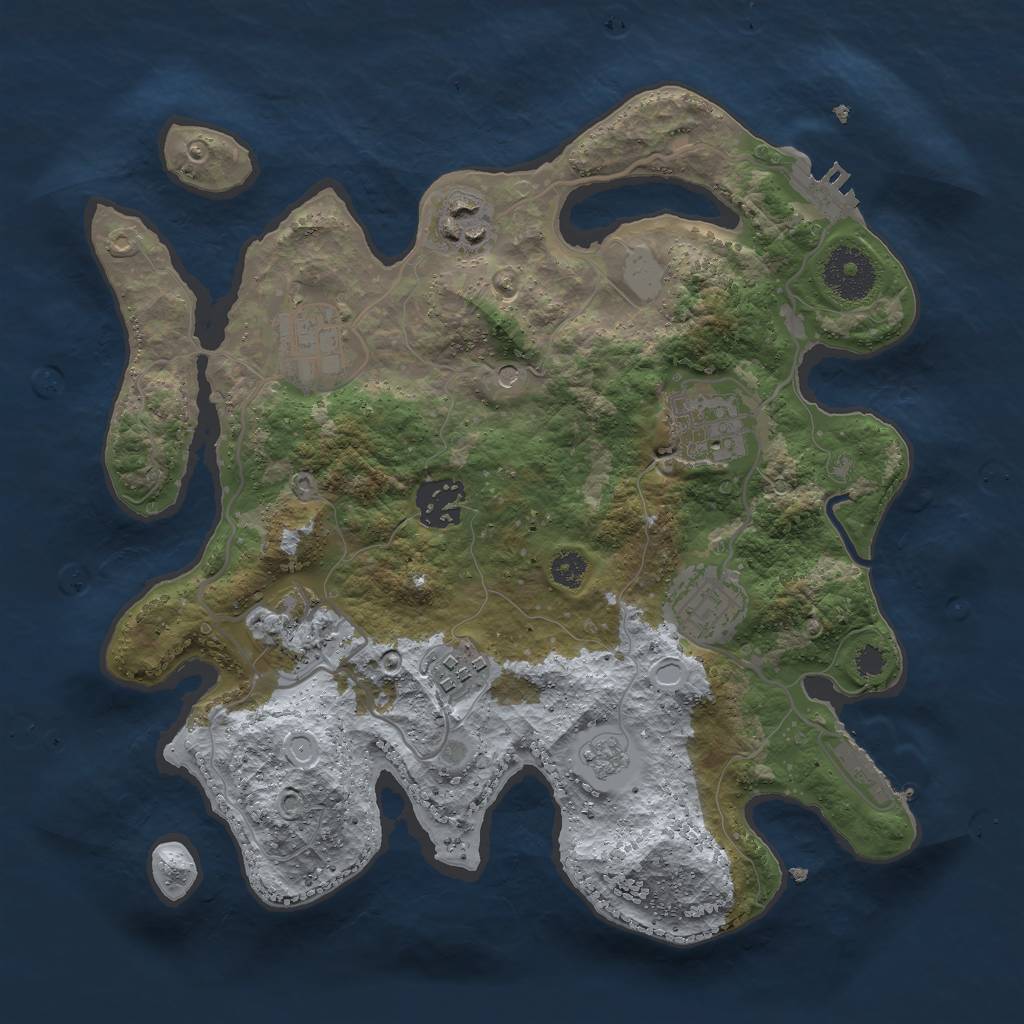 Rust Map: Procedural Map, Size: 3000, Seed: 1144002864, 16 Monuments