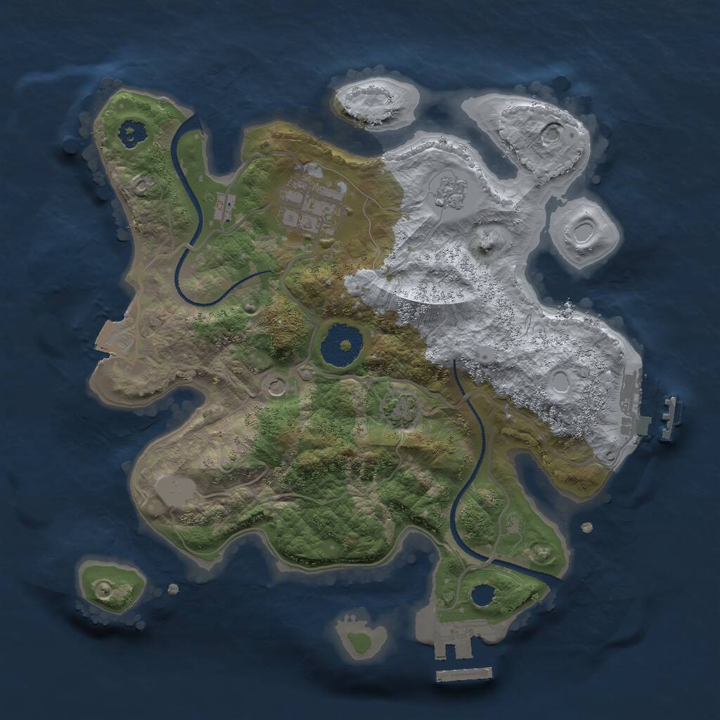 Rust Map: Procedural Map, Size: 2600, Seed: 735215350, 7 Monuments