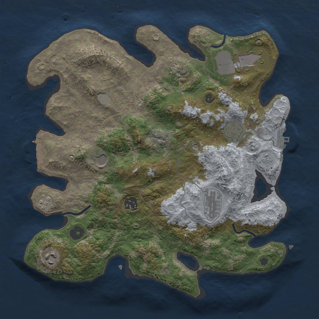 Rust Map: Procedural Map, Size: 3500, Seed: 1357145533, 17 Monuments
