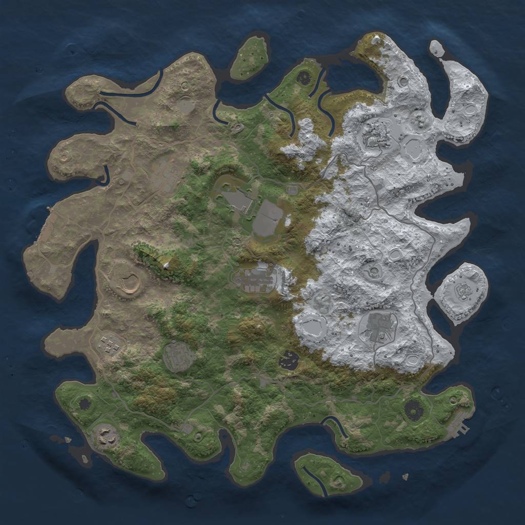 Rust Map: Procedural Map, Size: 4000, Seed: 190564621, 19 Monuments