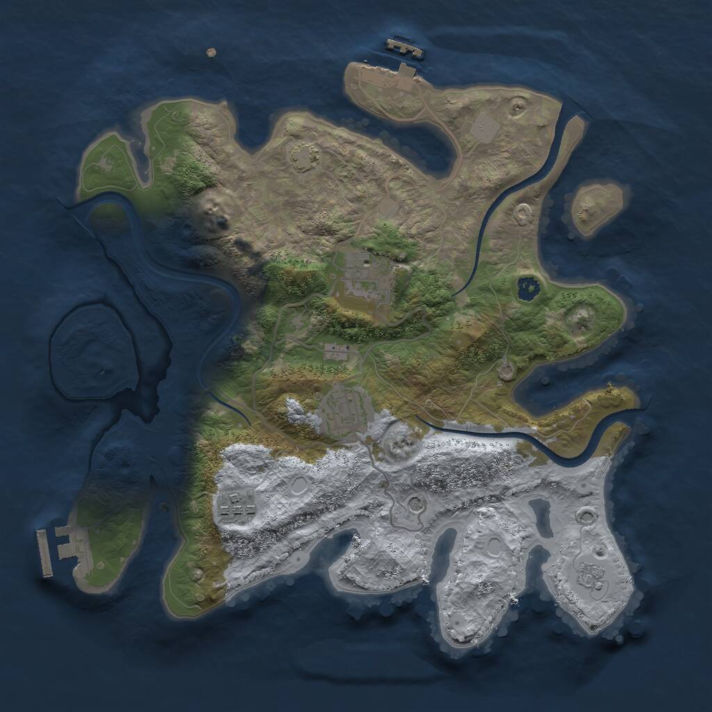 Rust Map: Procedural Map, Size: 3000, Seed: 4346103, 9 Monuments