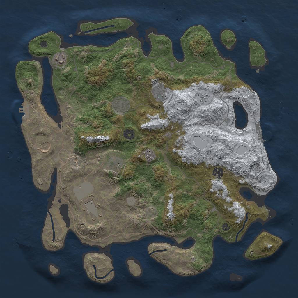 Rust Map: Procedural Map, Size: 4000, Seed: 397079239, 17 Monuments