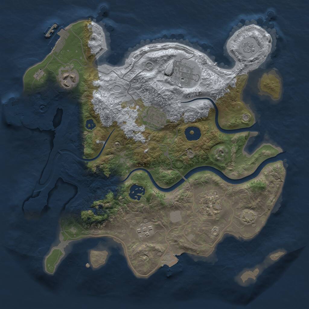 Rust Map: Procedural Map, Size: 3000, Seed: 2135707640, 12 Monuments