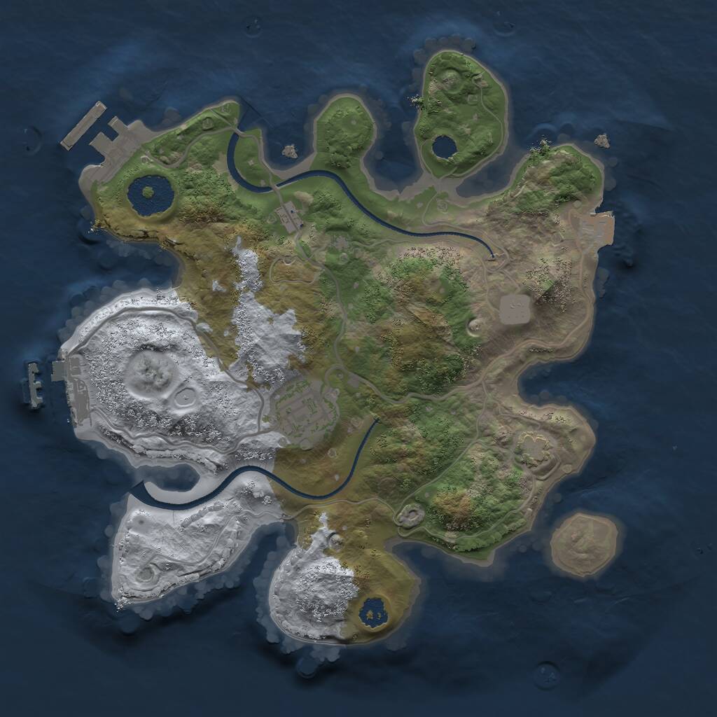Rust Map: Procedural Map, Size: 2500, Seed: 80315167, 5 Monuments
