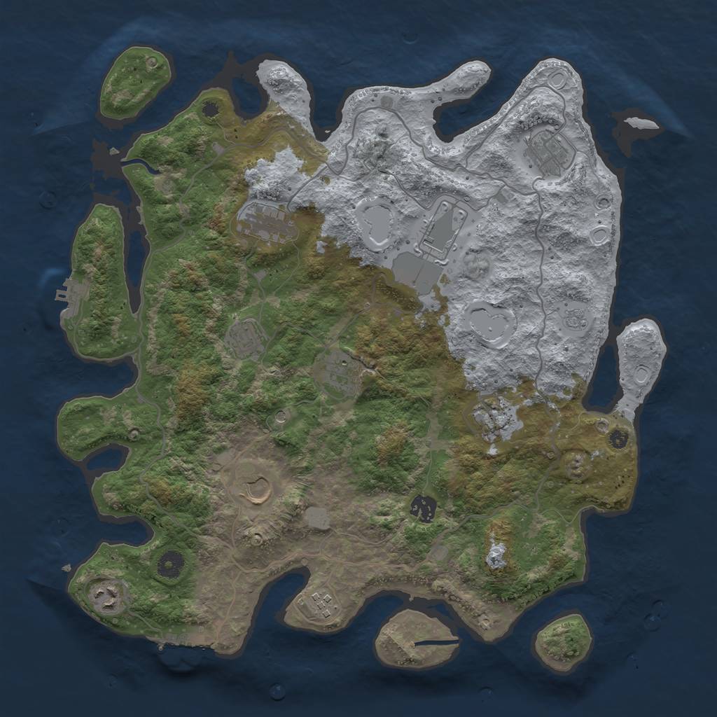 Rust Map: Procedural Map, Size: 4000, Seed: 598285, 19 Monuments