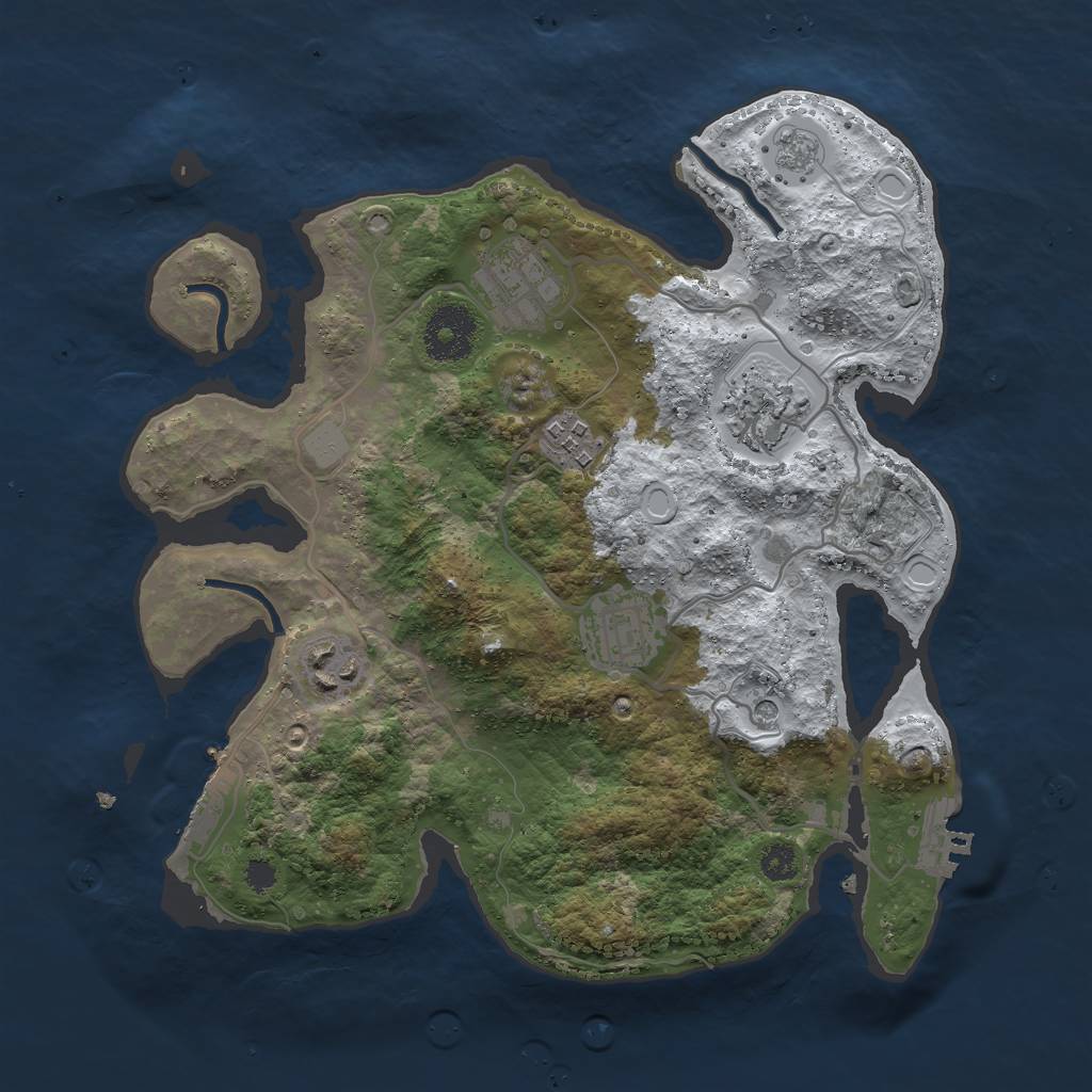 Rust Map: Procedural Map, Size: 3000, Seed: 1407057346, 14 Monuments