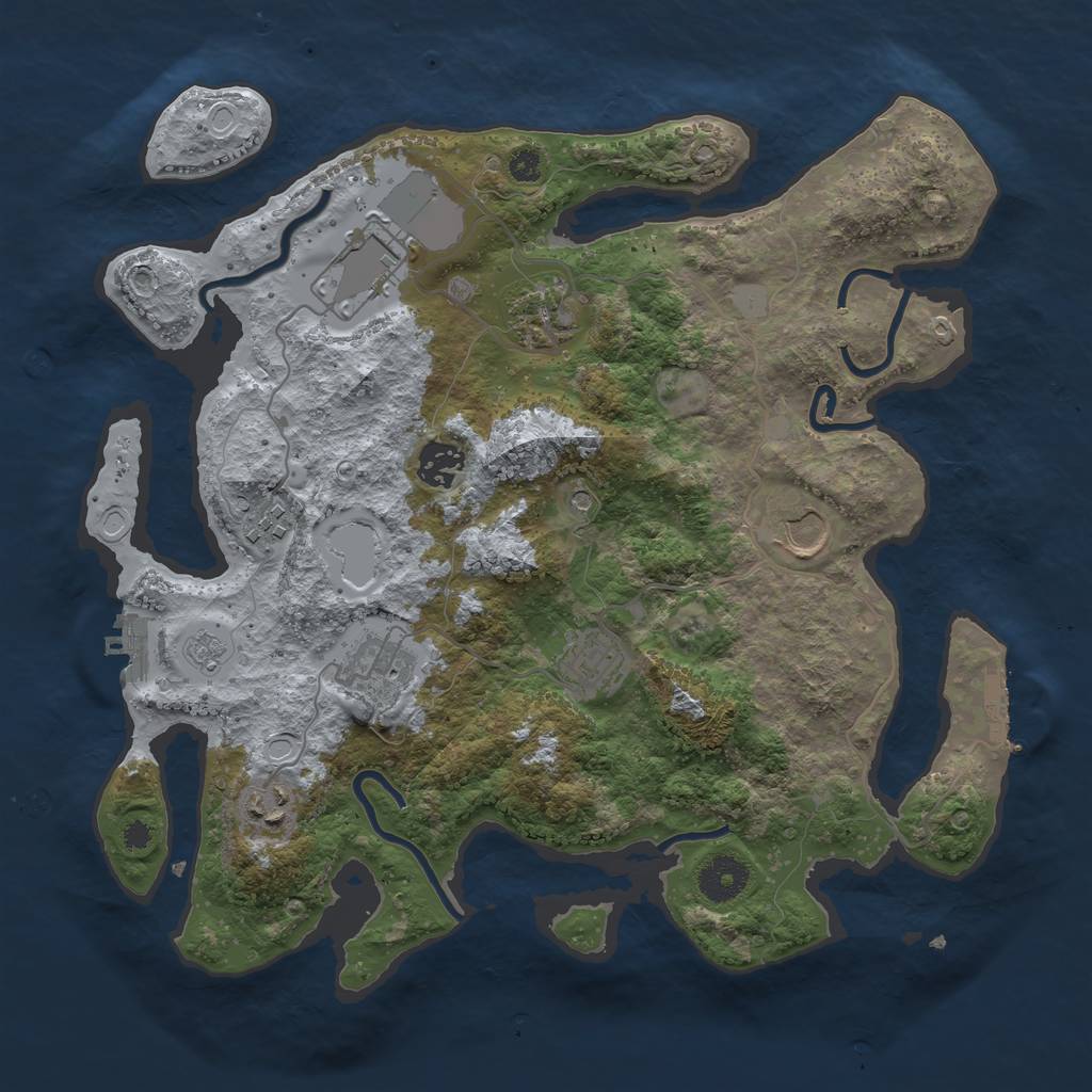 Rust Map: Procedural Map, Size: 3501, Seed: 53956295, 17 Monuments