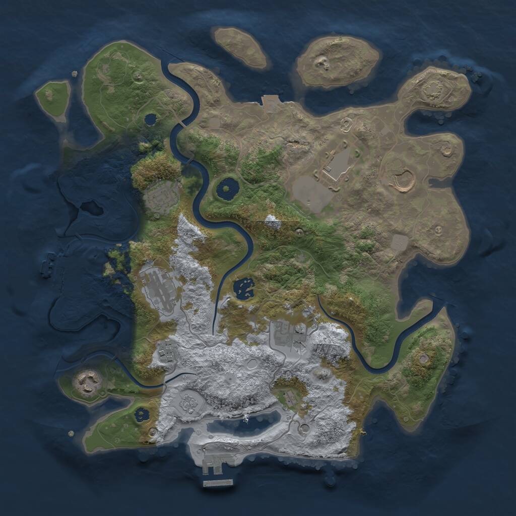 Rust Map: Procedural Map, Size: 3500, Seed: 257351588, 14 Monuments
