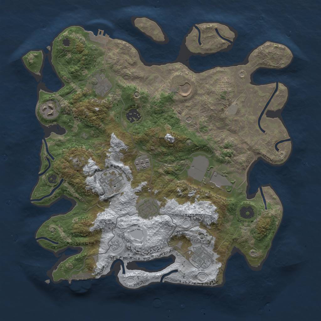 Rust Map: Procedural Map, Size: 3500, Seed: 257351588, 18 Monuments