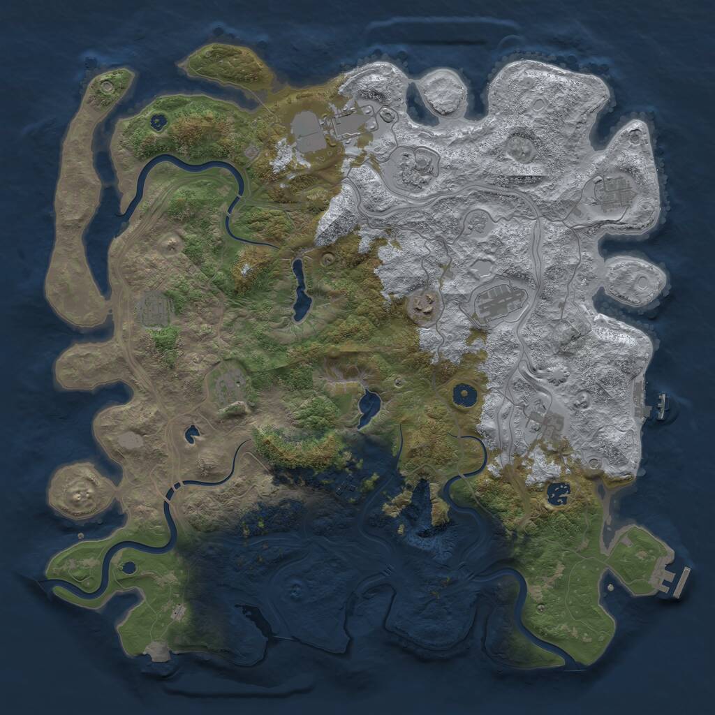 Rust Map: Procedural Map, Size: 4500, Seed: 1359596778, 16 Monuments
