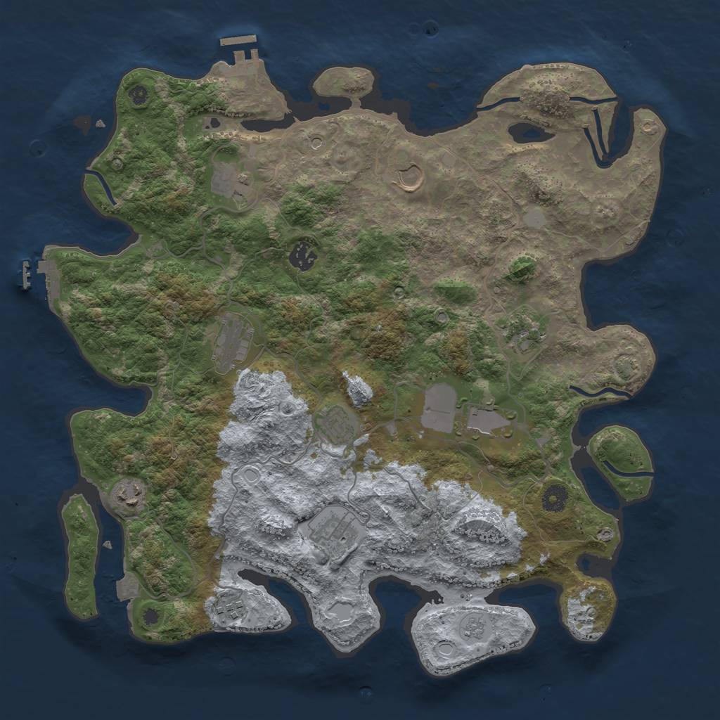 Rust Map: Procedural Map, Size: 4000, Seed: 833, 18 Monuments