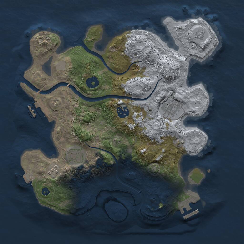 Rust Map: Procedural Map, Size: 3000, Seed: 91541, 10 Monuments