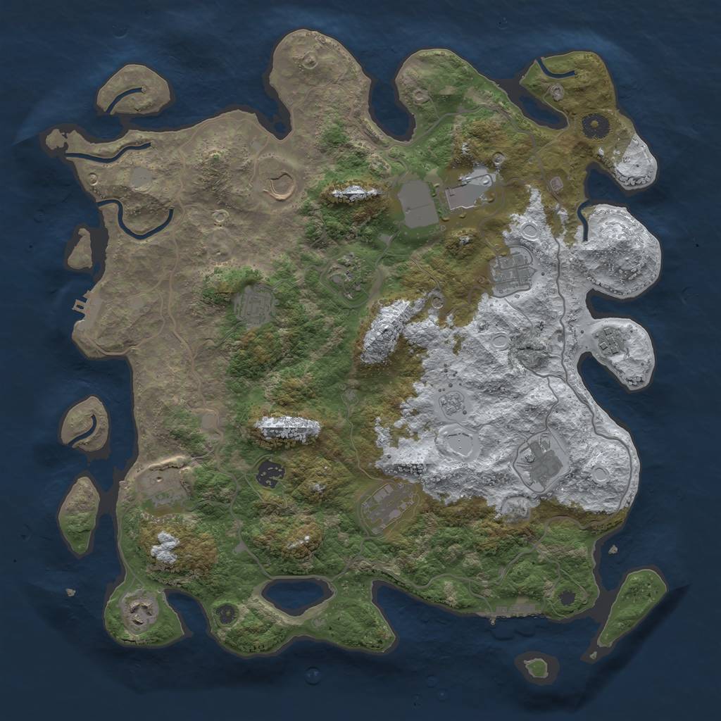 Rust Map: Procedural Map, Size: 4000, Seed: 2113685527, 20 Monuments