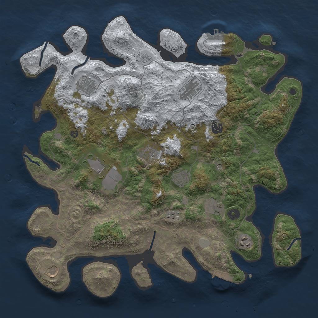 Rust Map: Procedural Map, Size: 4000, Seed: 415551, 19 Monuments