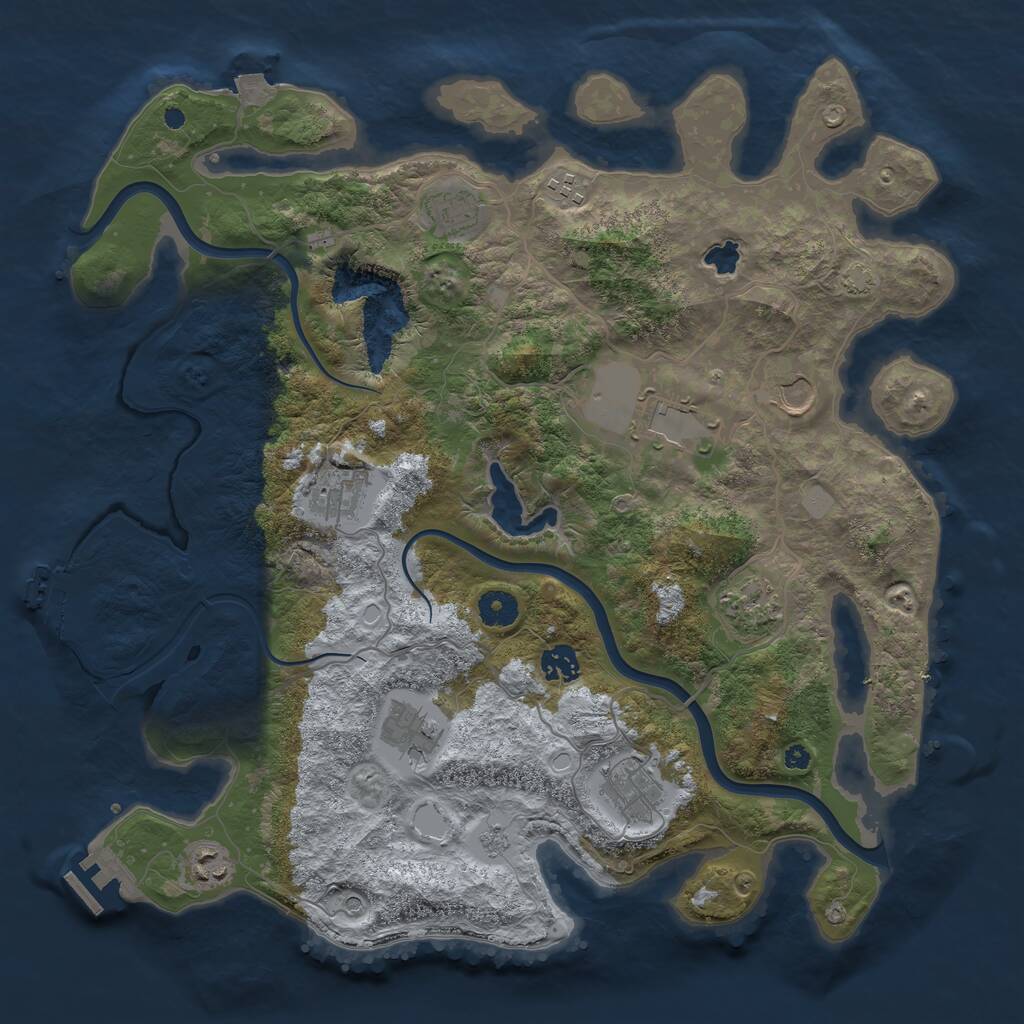 Rust Map: Procedural Map, Size: 4000, Seed: 351299, 16 Monuments