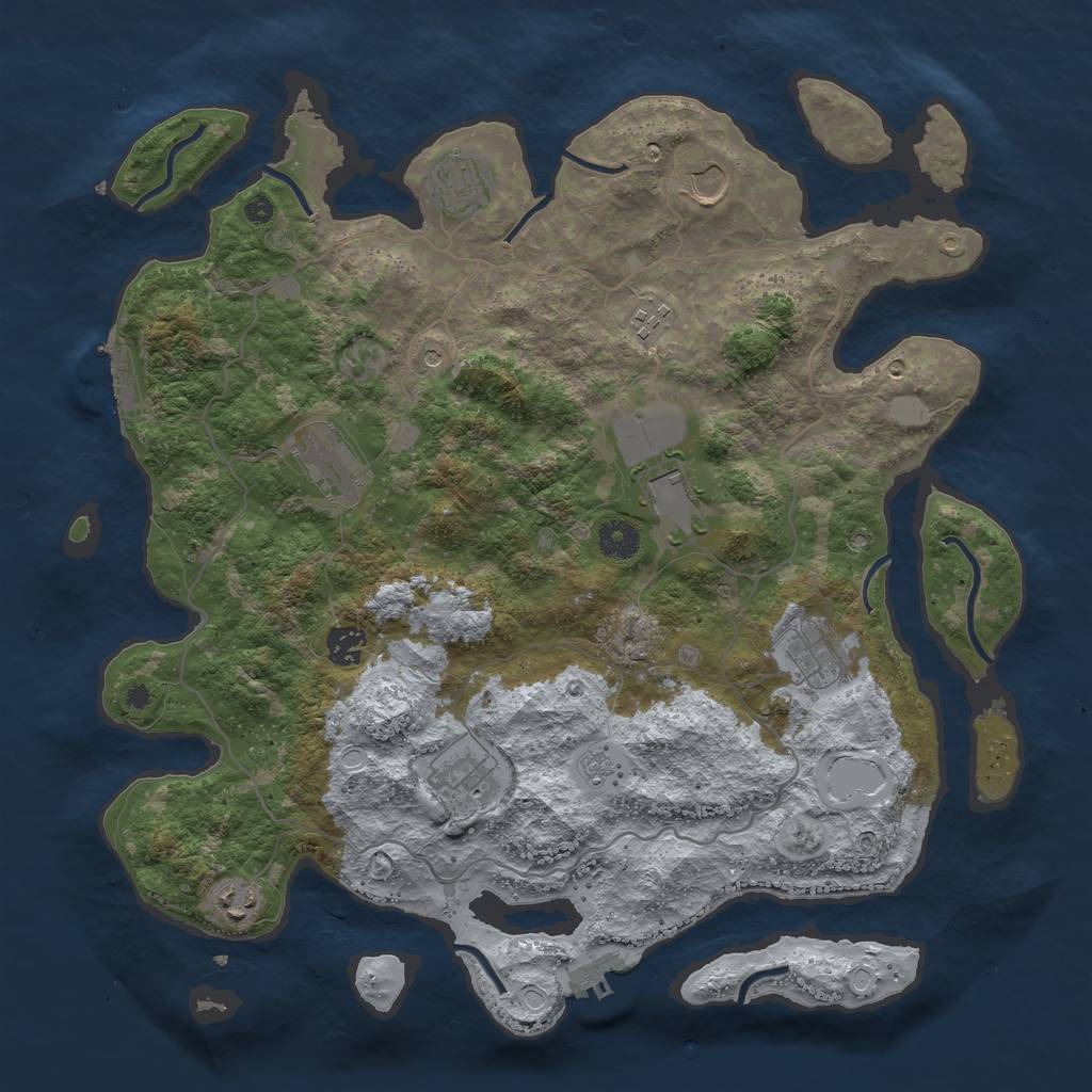 Rust Map: Procedural Map, Size: 4000, Seed: 433905, 18 Monuments