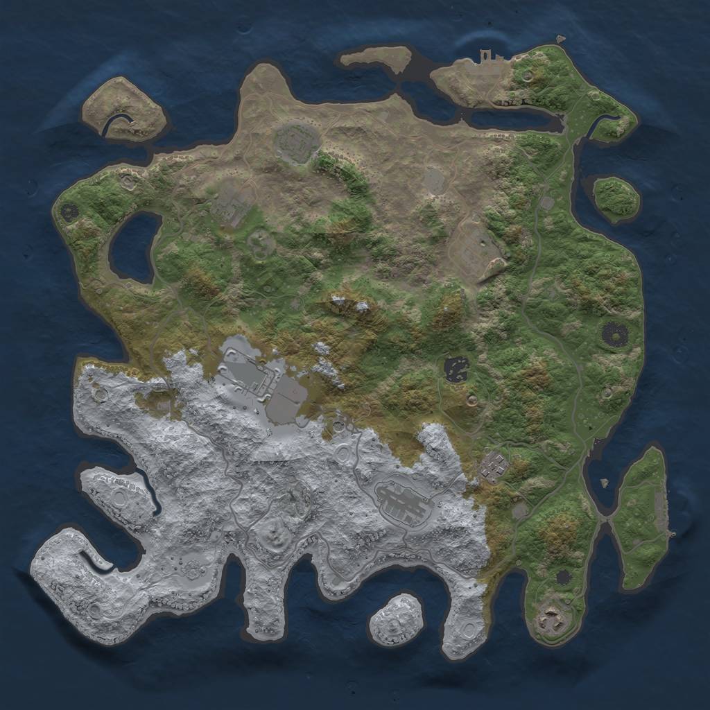 Rust Map: Procedural Map, Size: 4000, Seed: 542128, 17 Monuments