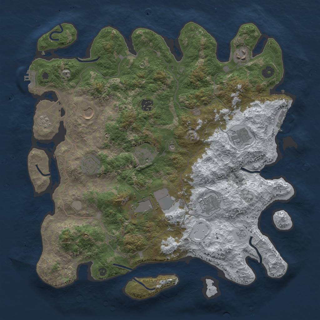 Rust Map: Procedural Map, Size: 4000, Seed: 235309, 18 Monuments