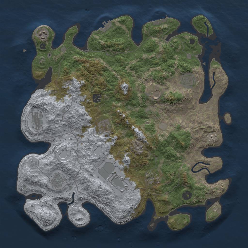Rust Map: Procedural Map, Size: 4000, Seed: 632155, 19 Monuments