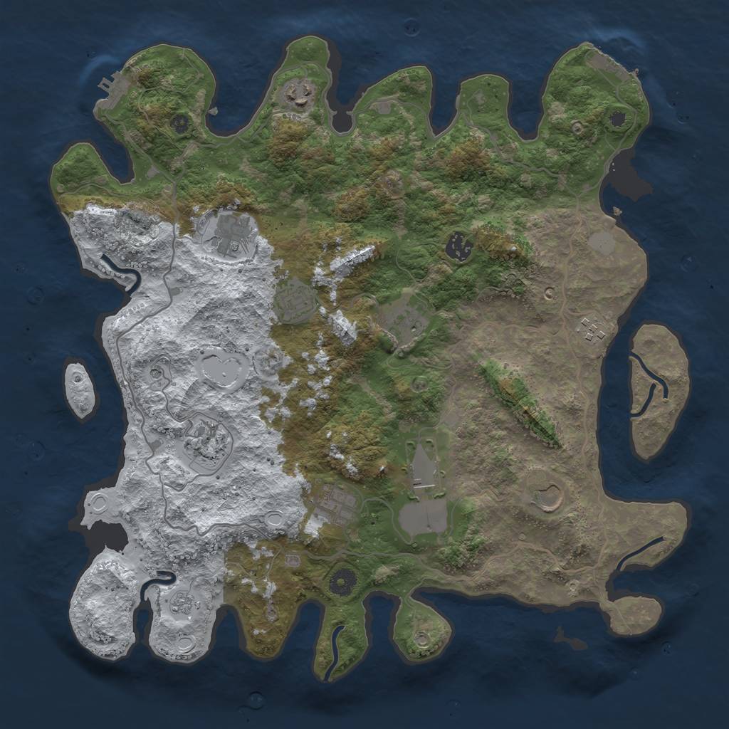 Rust Map: Procedural Map, Size: 4000, Seed: 254460, 19 Monuments