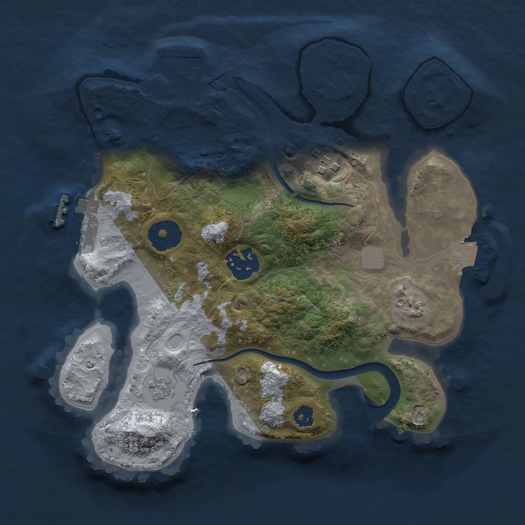 Rust Map: Procedural Map, Size: 2500, Seed: 487464822, 6 Monuments