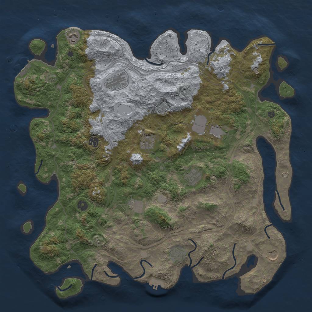 Rust Map: Procedural Map, Size: 4500, Seed: 1636335, 19 Monuments