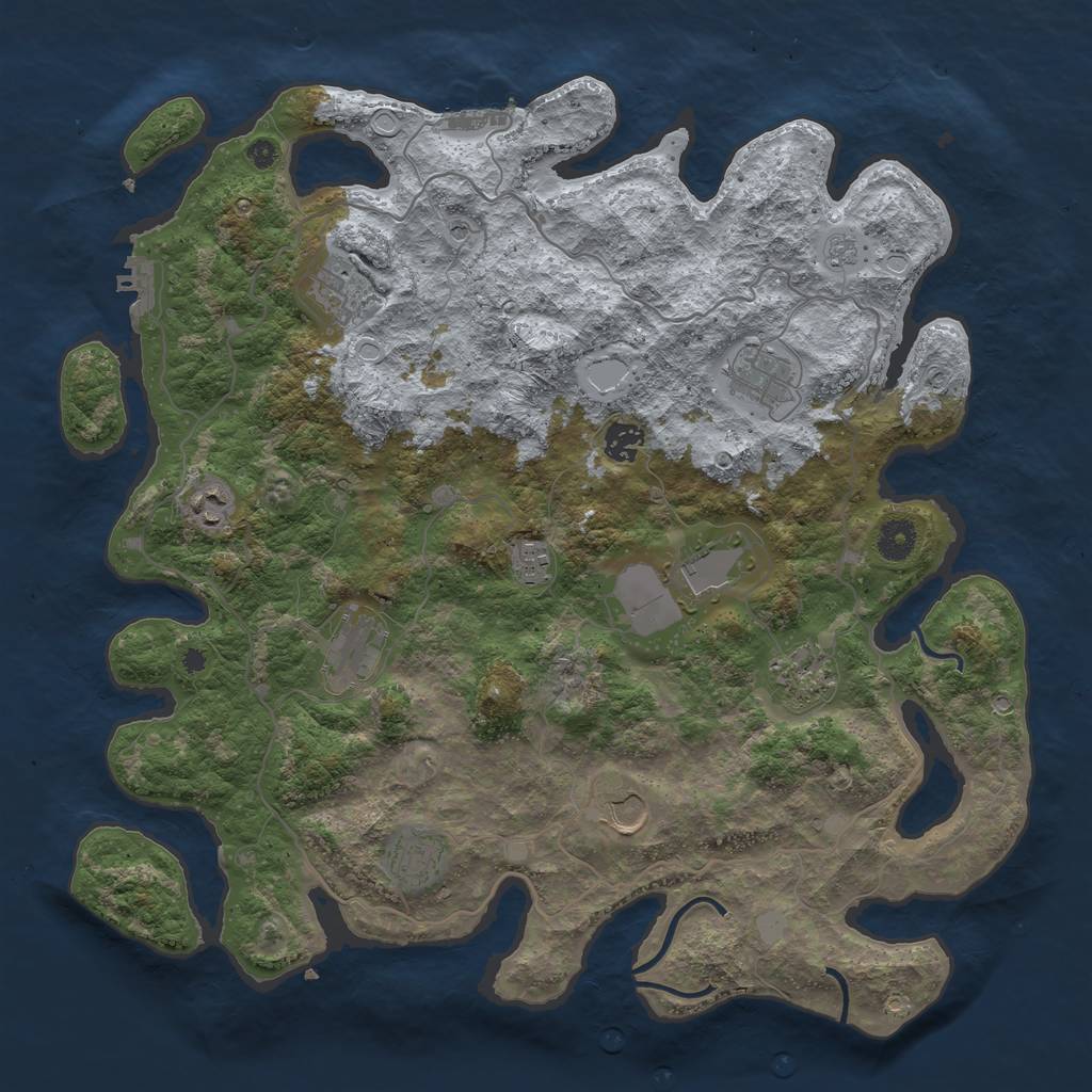 Rust Map: Procedural Map, Size: 4051, Seed: 1111899637, 19 Monuments