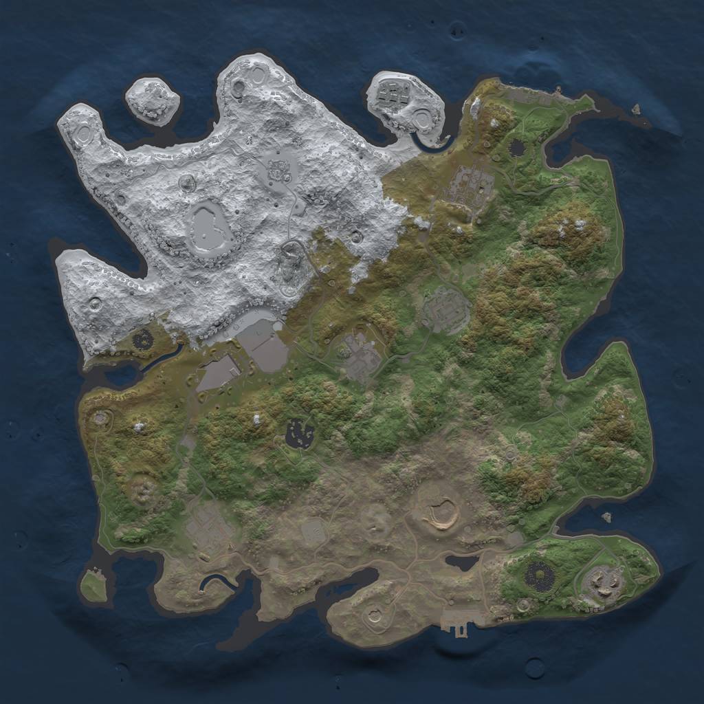 Rust Map: Procedural Map, Size: 3500, Seed: 997, 18 Monuments
