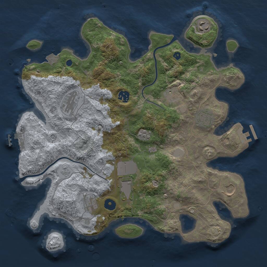 Rust Map: Procedural Map, Size: 3500, Seed: 28183, 15 Monuments