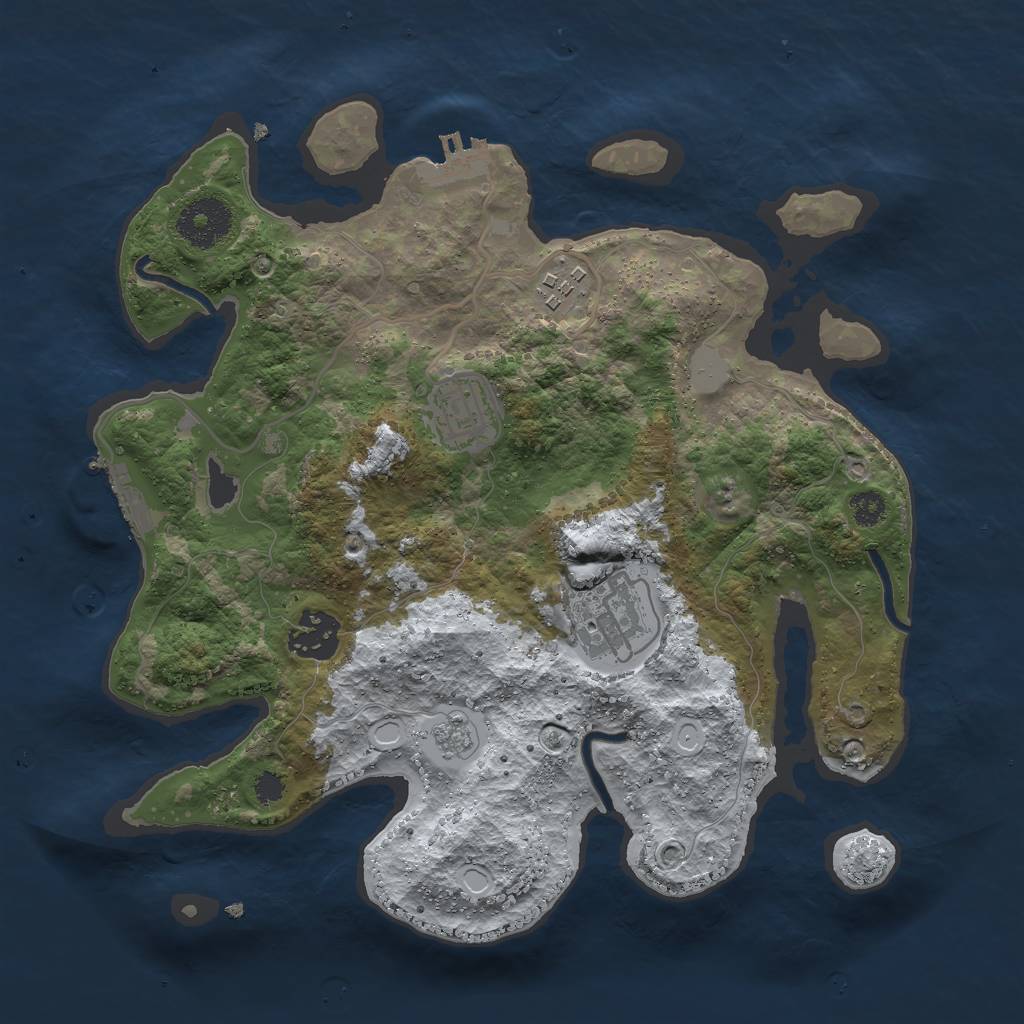 Rust Map: Procedural Map, Size: 3000, Seed: 130524, 12 Monuments