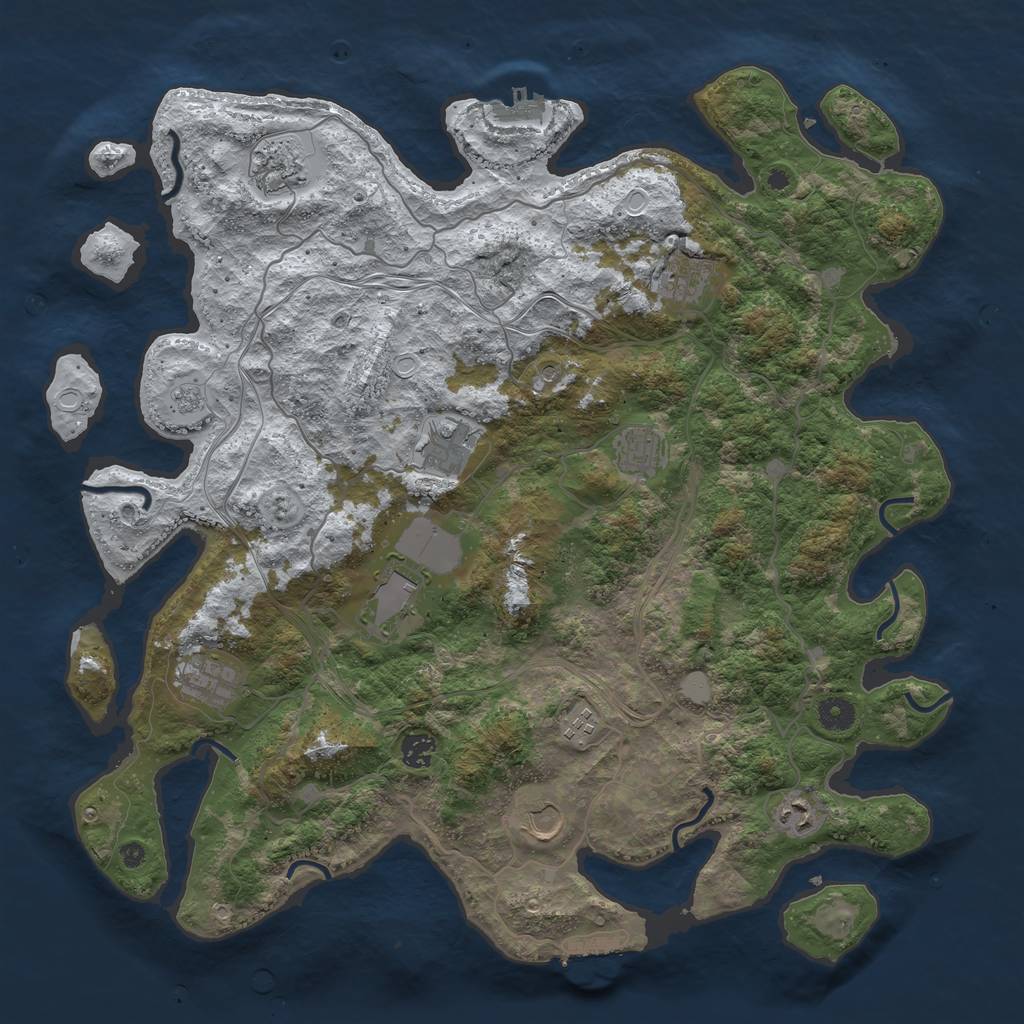 Rust Map: Procedural Map, Size: 4300, Seed: 442841025, 19 Monuments