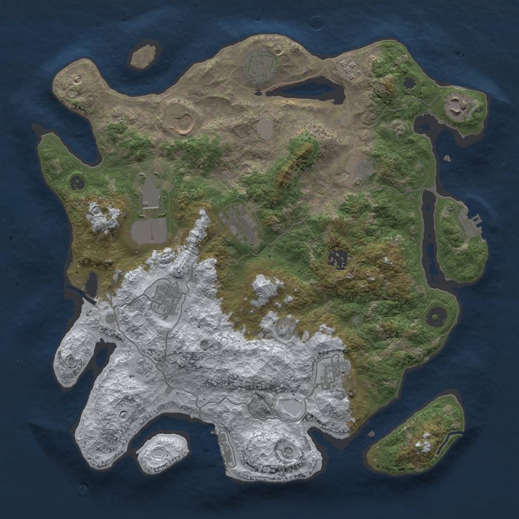 Rust Map: Procedural Map, Size: 3750, Seed: 7476029, 19 Monuments