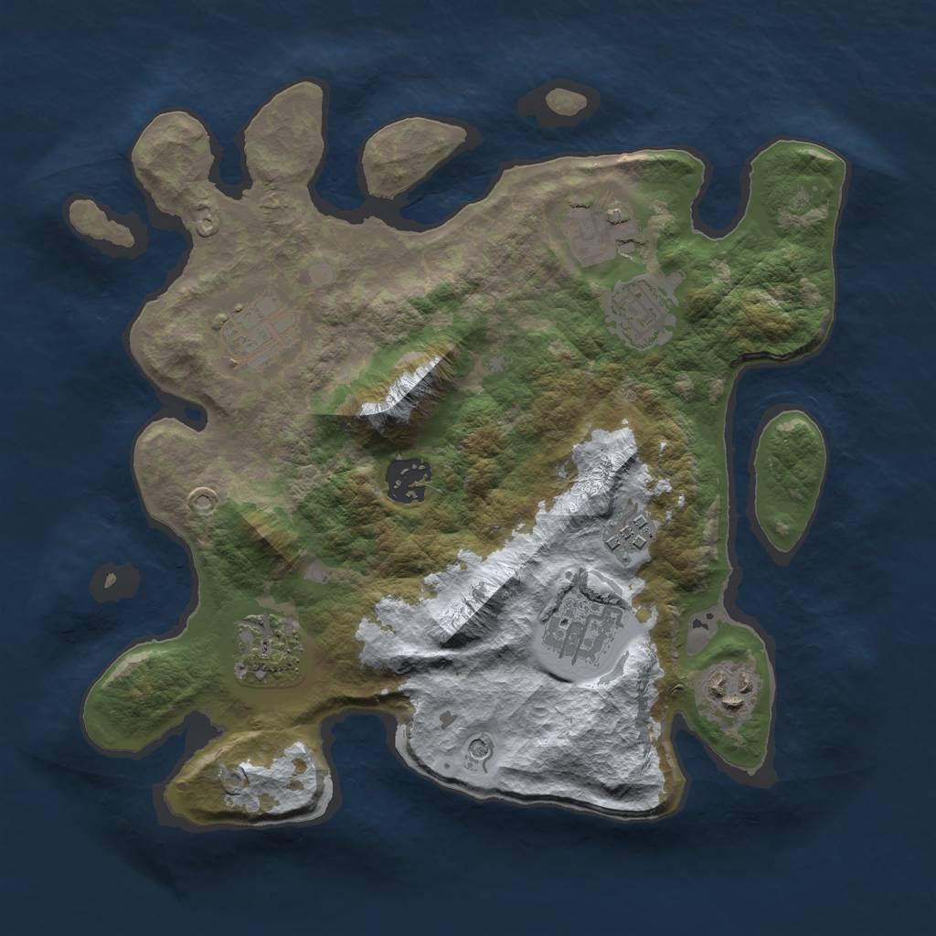 Rust Map: Barren, Size: 3000, Seed: 1665576149, 11 Monuments