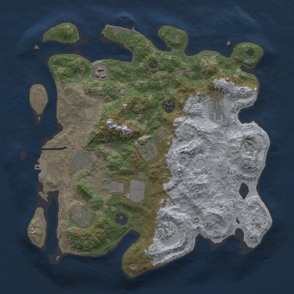 Rust Map: Procedural Map, Size: 3500, Seed: 10068558, 17 Monuments