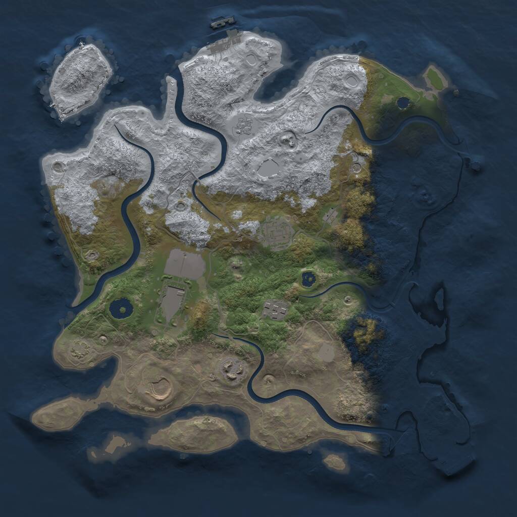 Rust Map: Procedural Map, Size: 3500, Seed: 148585380, 11 Monuments