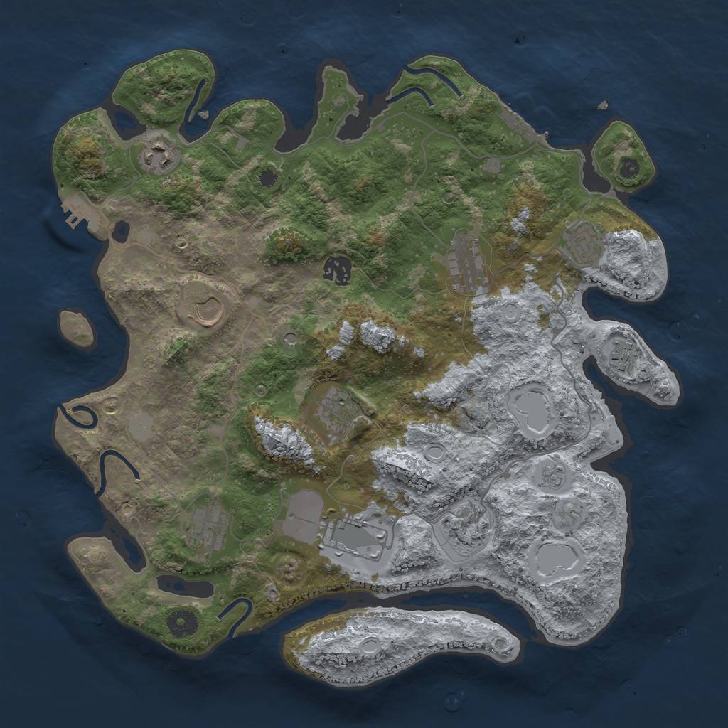Rust Map: Procedural Map, Size: 3700, Seed: 1551270119, 19 Monuments