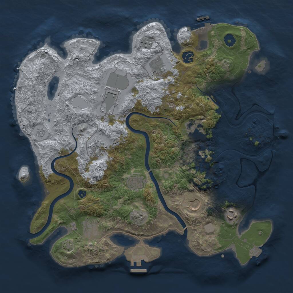 Rust Map: Procedural Map, Size: 3700, Seed: 914327300, 16 Monuments