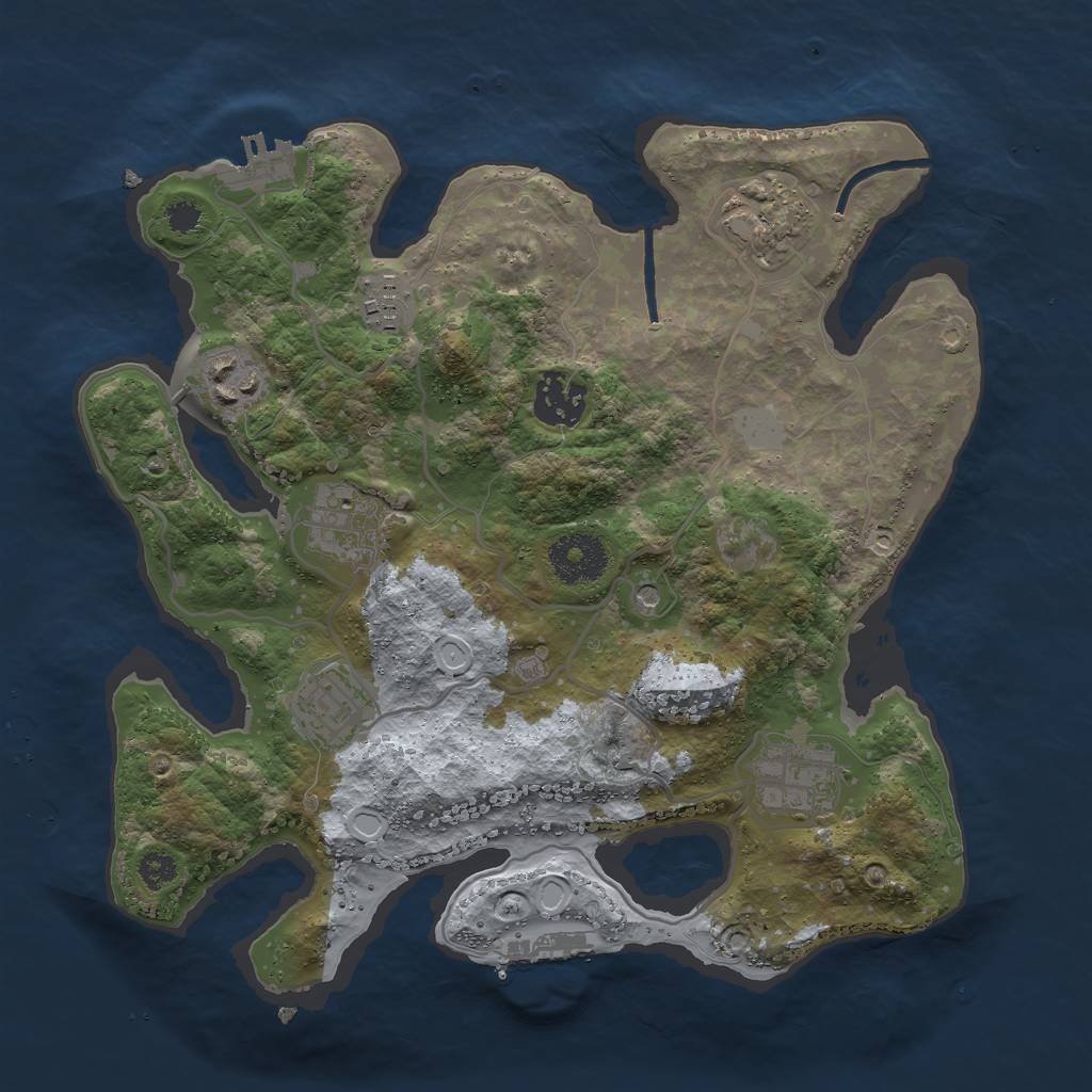 Rust Map: Procedural Map, Size: 3000, Seed: 1990122237, 15 Monuments