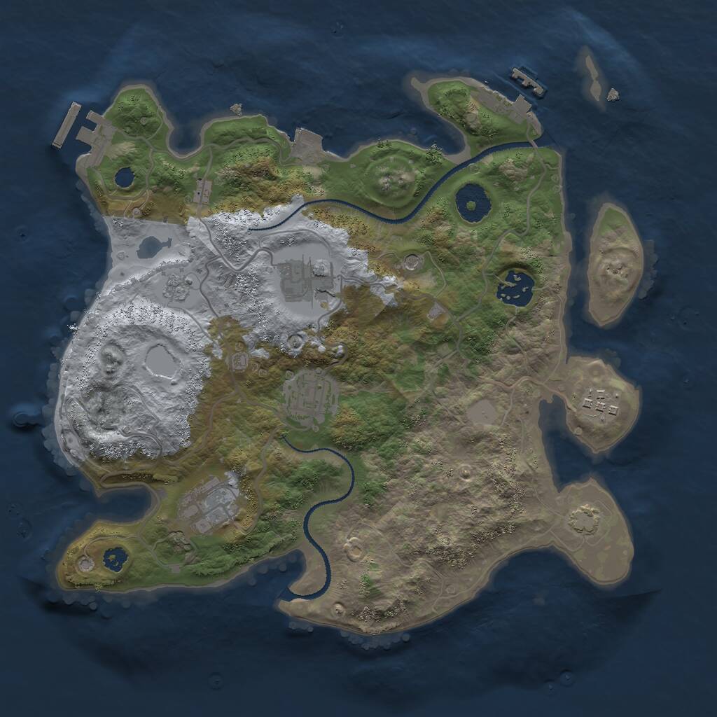 Rust Map: Procedural Map, Size: 3000, Seed: 42276, 11 Monuments