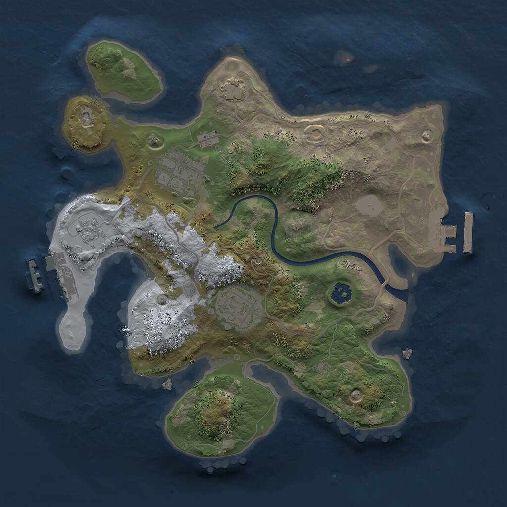 Rust Map: Procedural Map, Size: 2500, Seed: 1225653271, 7 Monuments