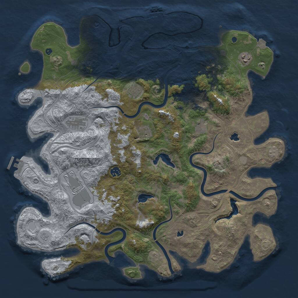 Rust Map: Procedural Map, Size: 4500, Seed: 968575431, 14 Monuments