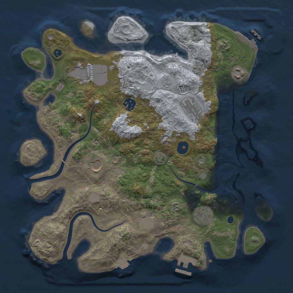 Rust Map: Procedural Map, Size: 3600, Seed: 9776513, 14 Monuments