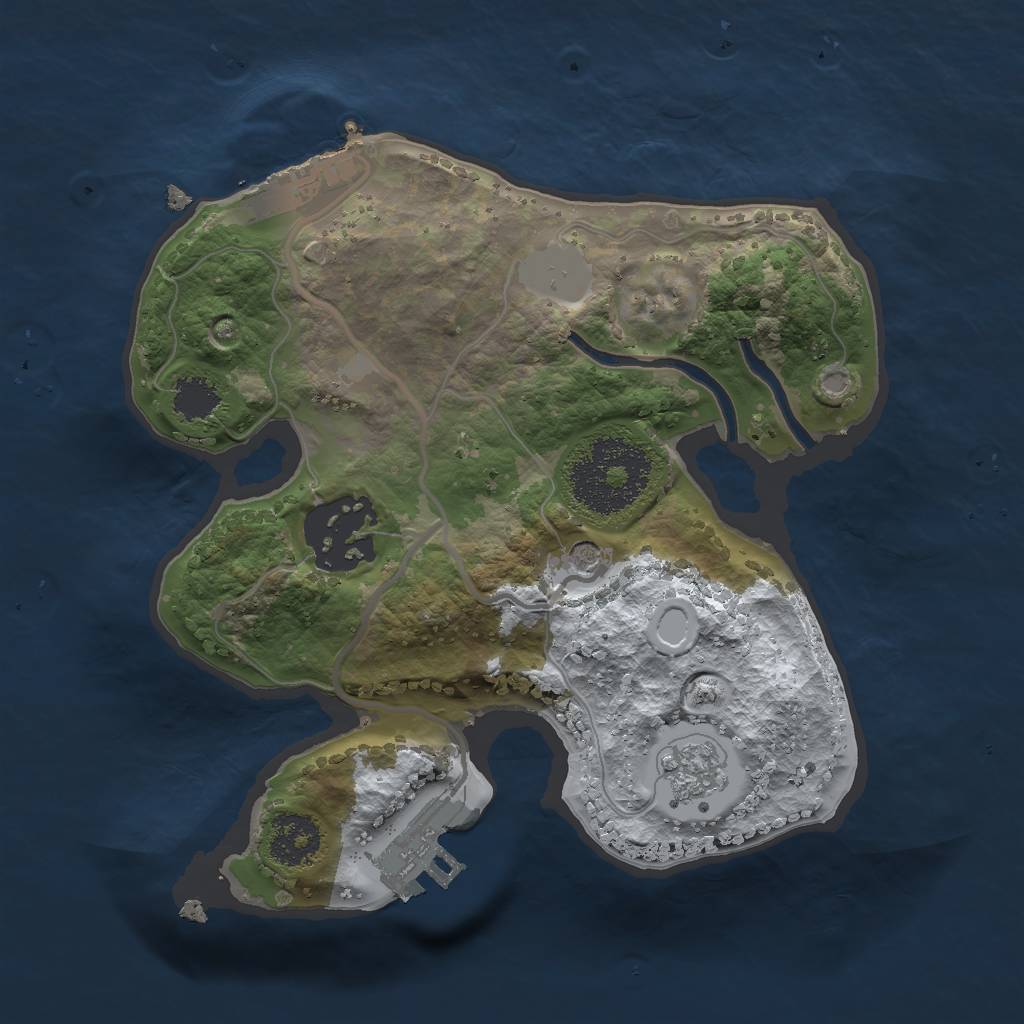 Rust Map: Procedural Map, Size: 2000, Seed: 251007, 10 Monuments